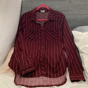 Maroon Pinstriped Button Down - Size XL